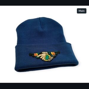 Unisex Blue Beanie with Embroidered Design